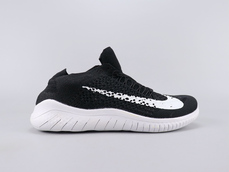 2020 Women Nike Free Rn Flyknit 2018 Black White Shoes